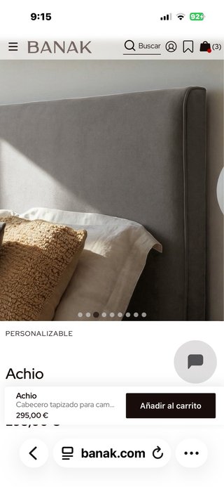 Cabecero tapizado Banak Cama 1,35