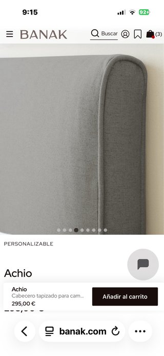 Cabecero tapizado Banak Cama 1,35