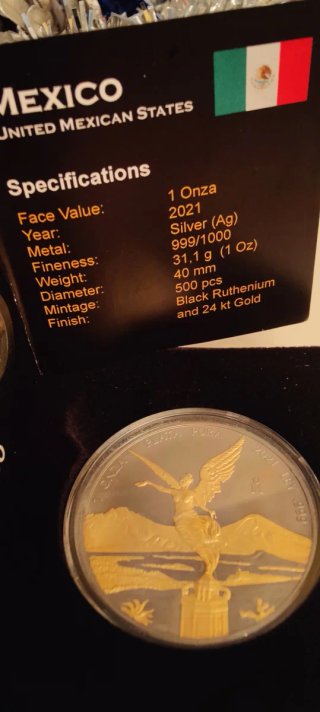 Libertad México 2021 Oro Negro Ruthenio y Oro 24Kt