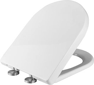 Ibergrif M41001 Tapa wc, Asiento de Inodoro de Cierre Suave en Forma de D con Liberación Rápida para