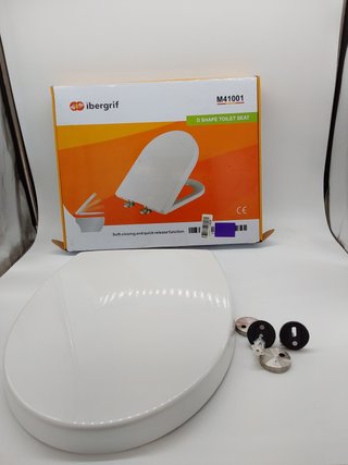 Ibergrif M41001 Tapa wc, Asiento de Inodoro de Cierre Suave en Forma de D con Liberación Rápida para