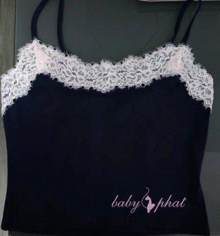 Camiseta Baby Phat tirantes encaje negro rosa