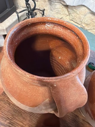 Juego de 3 jarrones antiguos de barro