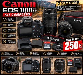 Cámara Canon EOS 1100D con 2 Objetivos