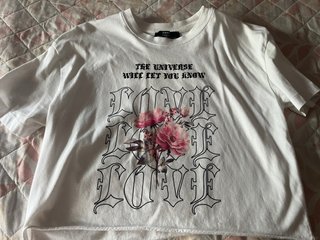 Camiseta Bershka Blanca Estampada Love