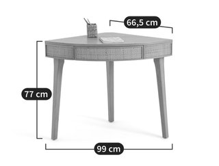 Escritorio rinconero/mesa esquina madera y ratán