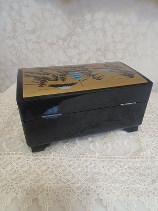 Scrigno bauletto legno vintage carillon ballerina