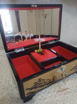 Scrigno bauletto legno vintage carillon ballerina