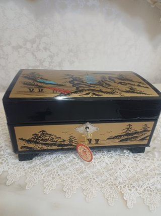 Scrigno bauletto legno vintage carillon ballerina