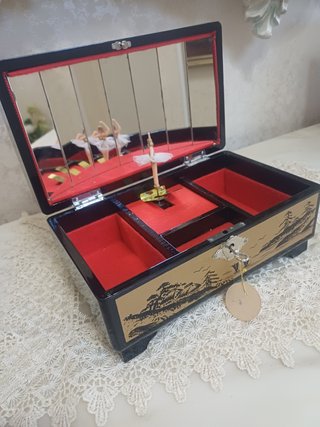 Scrigno bauletto legno vintage carillon ballerina