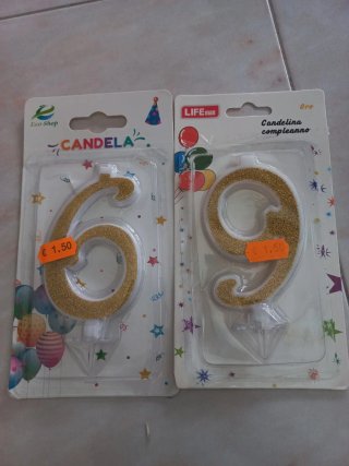 Set 2 Candeline Compleanno Numeri 6 e 9