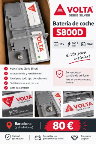 Batería de coche Volta S800D 12V 80Ah