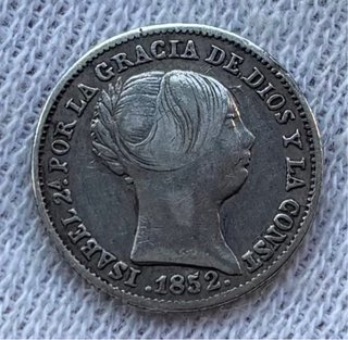 Moneda PLATA 1 Real 1852 Sevilla. ISABEL II