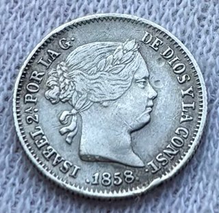 Moneda PLATA 1 Real 1858 Barcelona. ISABEL II