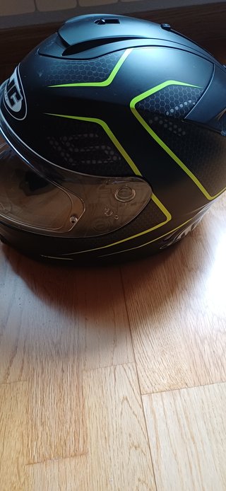 Casco de Moto HJC Negro y Amarillo,con gafa solar
