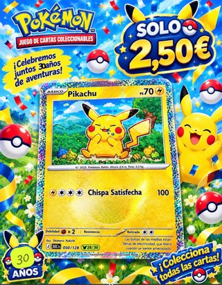 Carta Pokémon Pikachu 30 aniversario