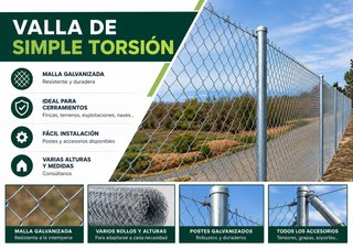 Malla Simple Torsión Galvanizada 2x25m