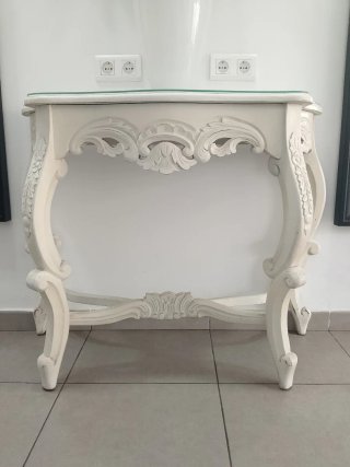Consola de madera y cristal