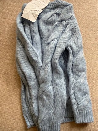 Jersey Mango azul trenzado lana