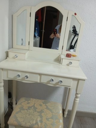 Tocador con Silla Blanco