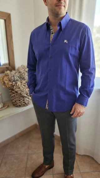 Camicia uomo Burberry blu taglia XL