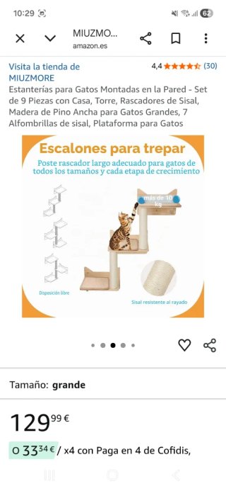Estantería Gato MIUZMORE 9 Piezas Pino