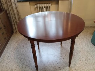 Mesa Redonda Extensible de Madera y Cristal
