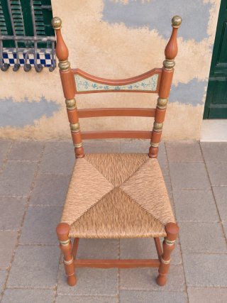 6 Sillas Catalanas Antiguas Policromadas