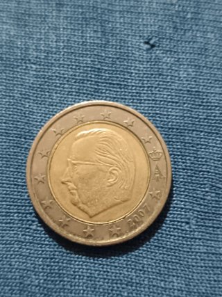 Moneda 2 Euros Bélgica 2007 Defecto Mapa