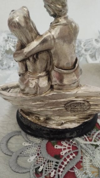 Statuetta Coppia Argento Firma Manuale.Mis. 14/13s