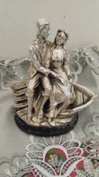 Statuetta Coppia Argento Firma Manuale.Mis. 14/13s