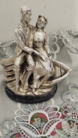 Statuetta Coppia Argento Firma Manuale.Mis. 14/13s