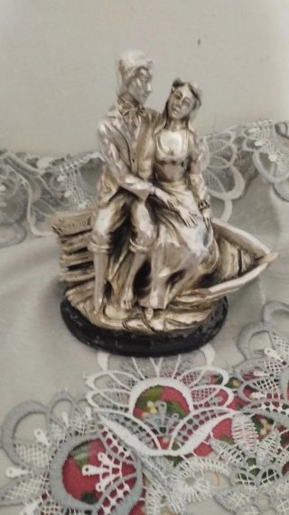 Statuetta Coppia Argento Firma Manuale.Mis. 14/13s