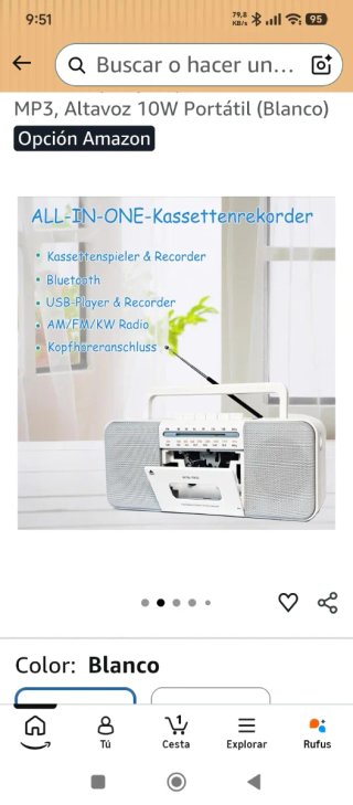 Radiocasete WIITHINK Blanco