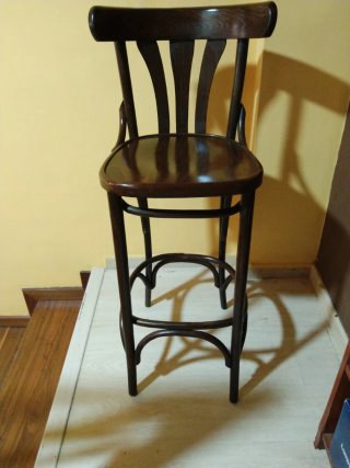 Taburete Madera Vintage con Respaldo