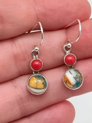 Pendientes Plata 925 Turquesa Ostra Coral