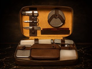 Neceser Vintage de Cuero Marrón