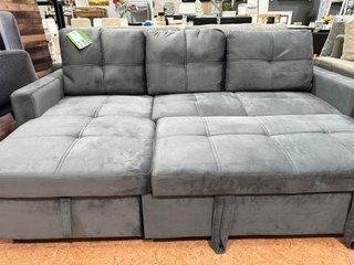 Sofá Cama Gris de Terciopelo 216 cm