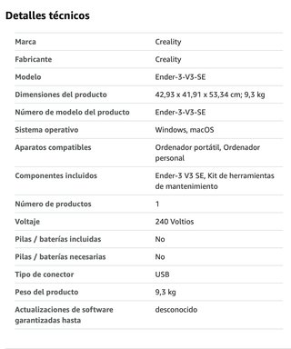 Impresora 3D Creality Ender-3 V3 SE