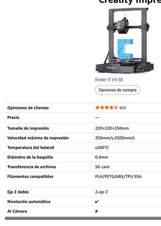 Impresora 3D Creality Ender-3 V3 SE