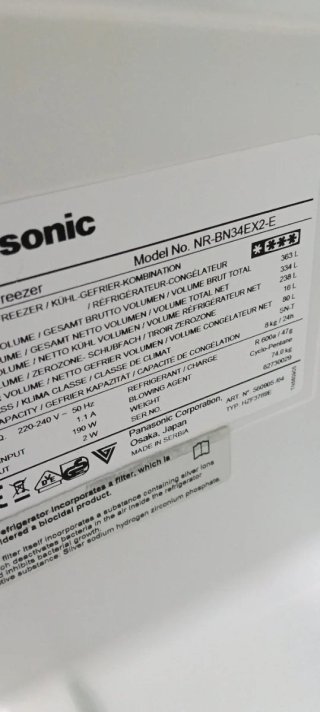 Nevera Combi  Panasonic Acero Inoxidable 200X60X63