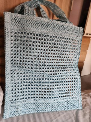 Bolsa de Hombro Tejida Turquesa