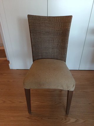 6 Sillas Comedor Tela y Madera