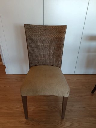 6 Sillas Comedor Tela y Madera