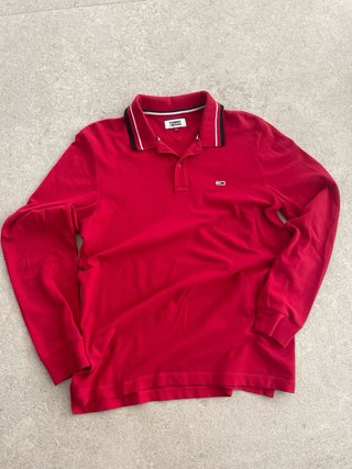 Polo Tommy Jeans Rojo Manga Larga