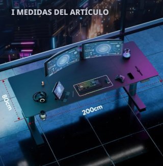 Escritorio Elevable SANODESK QS-Gaming Negro