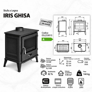 Stufa a legna Iris in ghisa