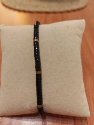 Pulsera Cuentas Negras y Doradas unisex