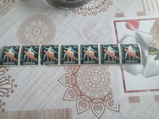 Tira de 7 Sellos España XXV Años de Paz