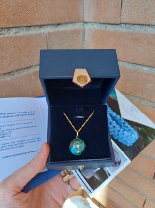 Ciondolo Turchese e Pirite Oro 14K